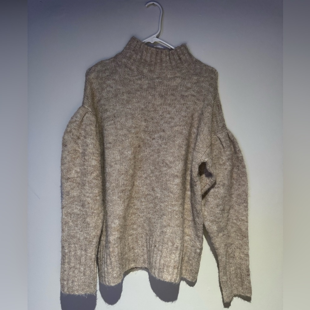 Women’s Neutral Beige Mock Neck Sweater